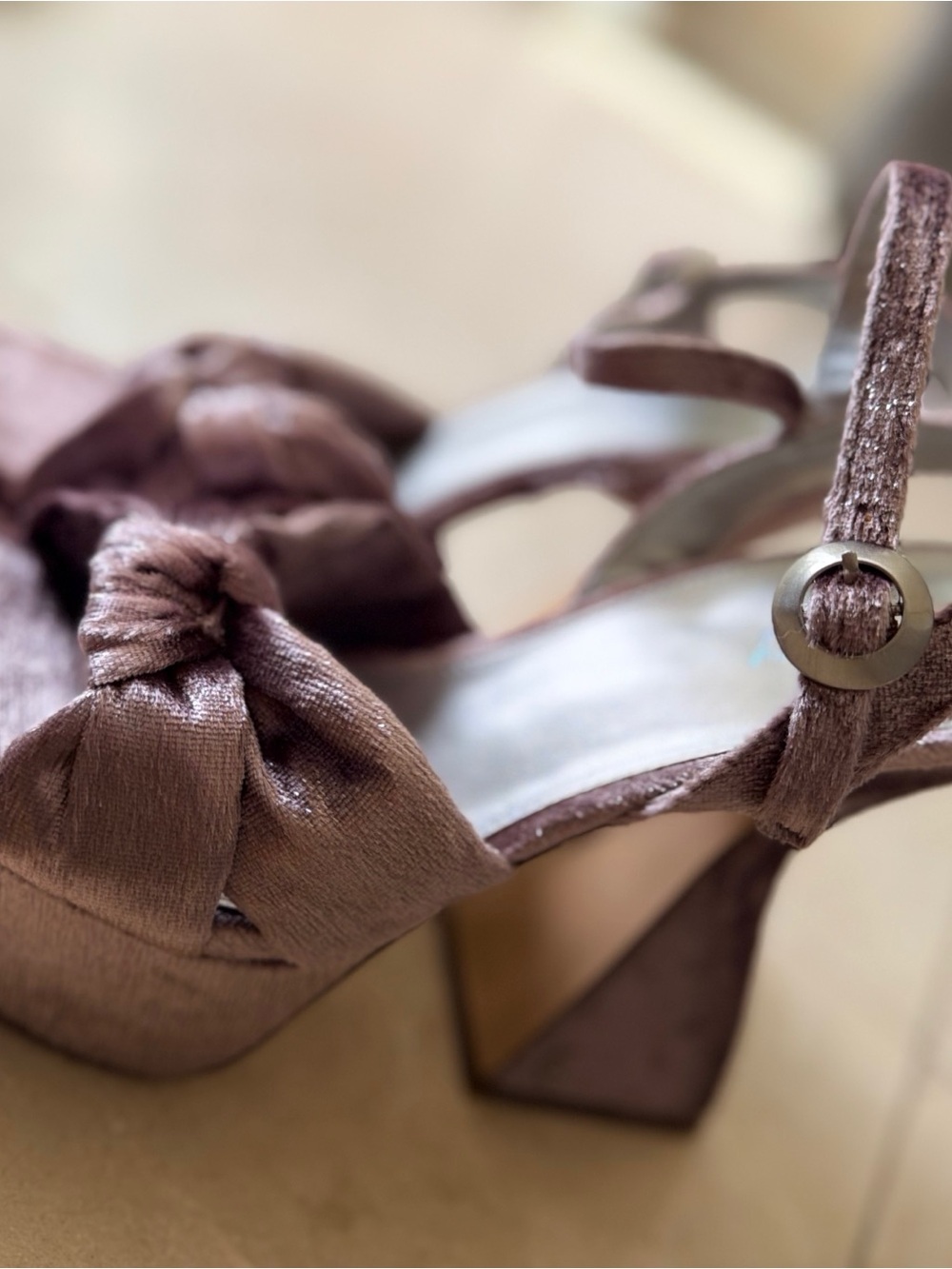 Sam Edelman Mauve Knot-Front Block Heel Sandals